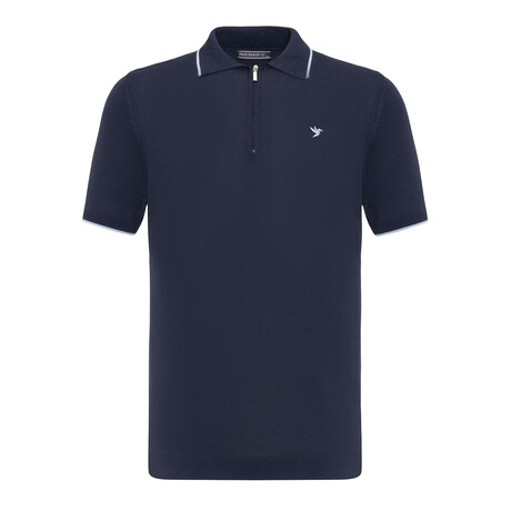 Tricot Tipped Polo w/Logo // Navy Blue (S)