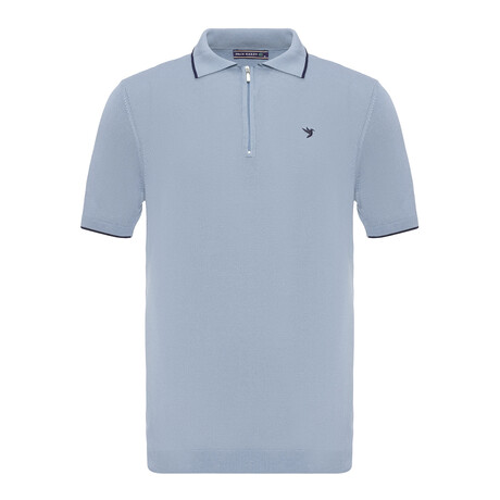 Tricot Tipped Polo w/Logo // Baby Blue (S)