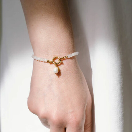 Isolde Gemstone Bracelet // Moonstone + Gold
