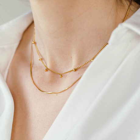 Nura Snake Necklace // Gold