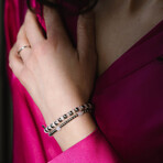 Gisele Rose Quartz Gemstone Bracelet // Rose Quartz + Silver (S)