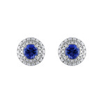 18K White Gold Diamond Blue Sapphire Earrings // New