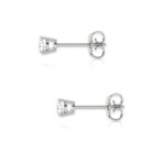 14K White Gold Round Cut Earth-Mined Diamond Stud Earrings // New