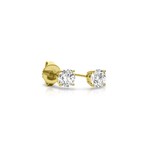 14K Yellow Gold Round Cut Earth-Mined Diamond Stud Earrings // New