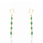 18K Yellow Gold Emerald Drop Earrings // New