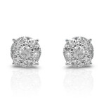 14K White Gold Diamond Stud Earrings I // New