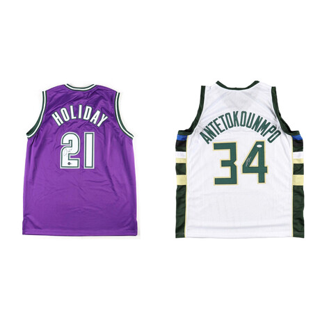 Giannis Antetokounmpo  Jersey  + Jrue Holiday  Jersey // Signed