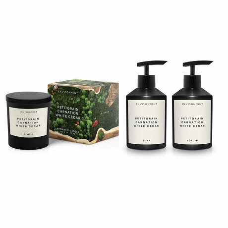 ENVIRONMENT Bundle // Lotion + Hand Soap + Candle // Inspired by YSL L'Homme® - Petitgrain | Carnation | White Cedar