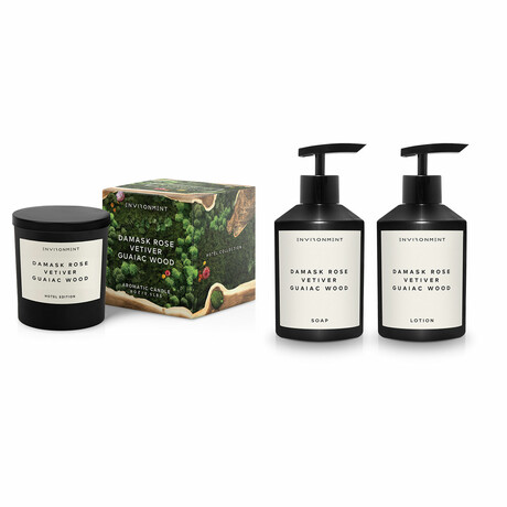 ENVIRONMENT Bundle // Lotion + Hand Soap + Candle // Inspired by Le Labo Rose 31® and Fairmont Hotel® - Damask Rose | Vetiver | Guaiac Wood