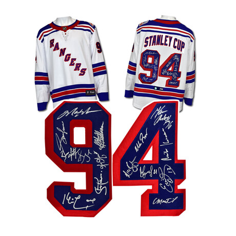 1994 New York 15 Player Team Signed Stanley Cup Jersey #/94