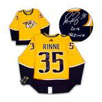 Pekka Rinne Nashville Signed with 2018 Vezina Note ADS Jersey