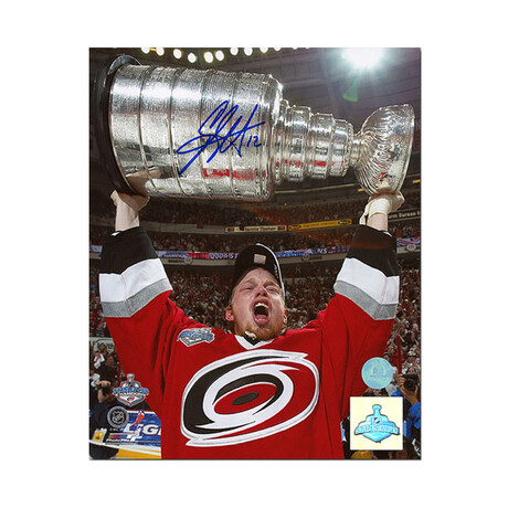 Eric Staal Carolina Autographed 2006 Stanley Cup 8x10 Photo