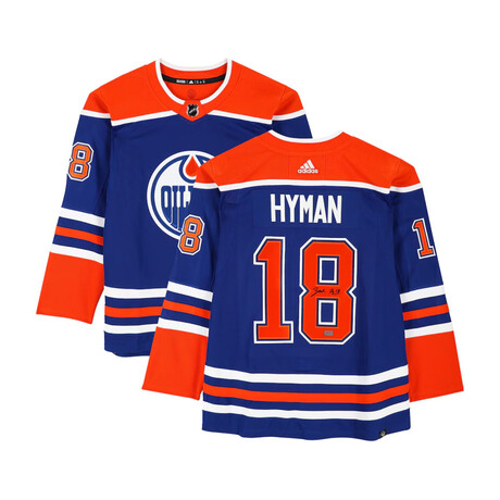 Zach Hyman Signed Blue Edmonton Oilers Adidas Jersey