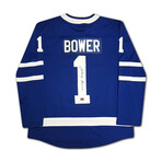 Johnny Bower Autographed Blue Toronto Maple Leafs Jersey