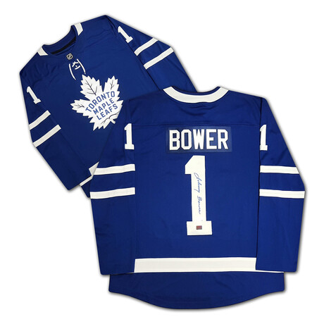 Johnny Bower Autographed Blue Toronto Maple Leafs Jersey