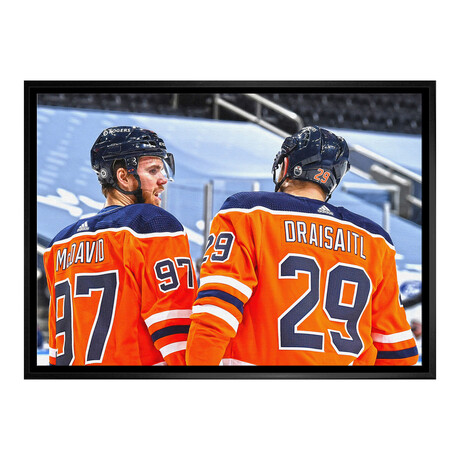 Connor McDavid & Leon Draisaitl Framed Canvas - Edmonton Oilers