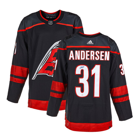 Frederik Andersen Signed Carolina Hockey Alt Black ADS Jersey