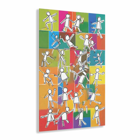 Acrylic Printed Painting Apartment Life II - Abstract Stick Figure Symphony Collection (12x18")