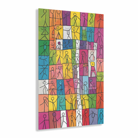 Acrylic Printed Painting Apartment Life I - Abstract Stick Figure Symphony Collection (12x18")