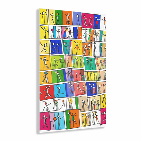 Acrylic Printed Painting Apartment Life III - Abstract Stick Figure Symphony Collection (12x18")