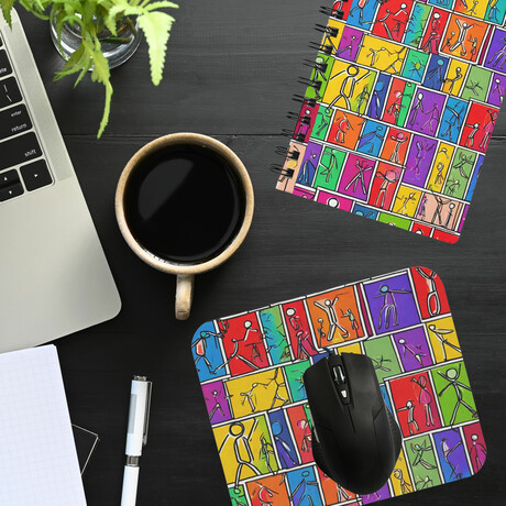 Office Bundle I (Mousepad, Spiral Notebook and Color Changing Mug) - Abstract Stick Figure Symphony Collection (Color Changing Mug, Spiral Notebook and Mousepad)
