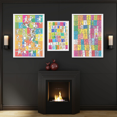 Acrylic Artwork Set of 3 (Apartment Life) 20x30" and (2) 24x36" (Three Acrylic Print Paintings, 20x30" and two 24x36")