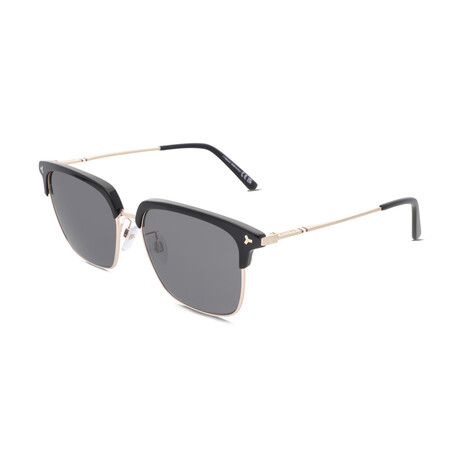 Bally // Men's Browline Sunglasses // Black + Rose Gold + Smoke // New
