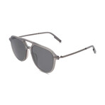 Ermenegildo Zegna // Men's Aviator Sunglasses // Milky Asphalt + Dark Ruthenium + Smoke // New