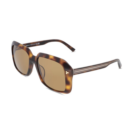 Bally // Men's Oversized Sunglasses // Dark Havana + Brown // New
