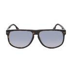 Ermenegildo Zegna // Men's Aviator Sunglasses // Dark Havana + Blue Mirror // New