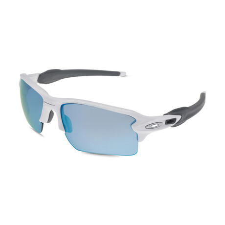Oakley // Men's Polarized Flak 2.0 XL Sunglasses // White + Prizm Deep Water // New