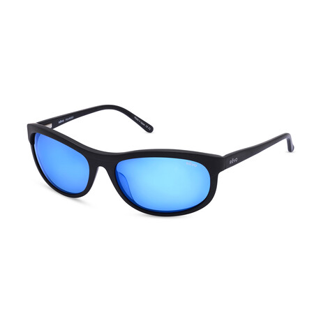 Revo // Men's Vintage Wrap Sunglasses // Matte Black + H2O Heritage Blue // New