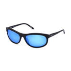 Revo // Men's Vintage Wrap Sunglasses // Matte Black + H2O Heritage Blue // New