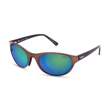 Revo // Men's Icon Oval Sunglasses // Satin Bronze + Evergreen // New