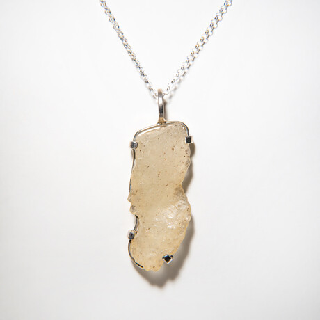 Genuine Libyan Desert Glass Pendant // 10.4 grams with 18" Sterling Silver Chain