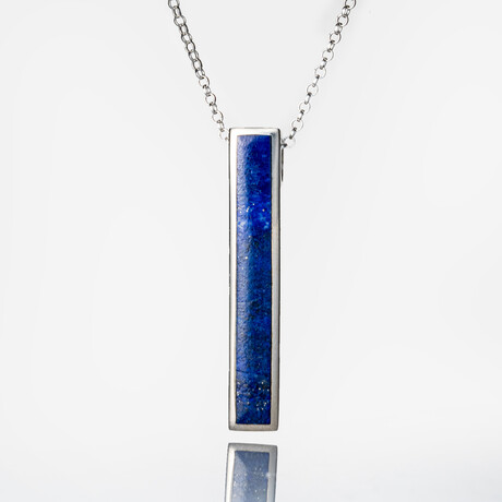 Genuine Lapis Lazuli Pendant with 18" Sterling Silver Necklace v.2