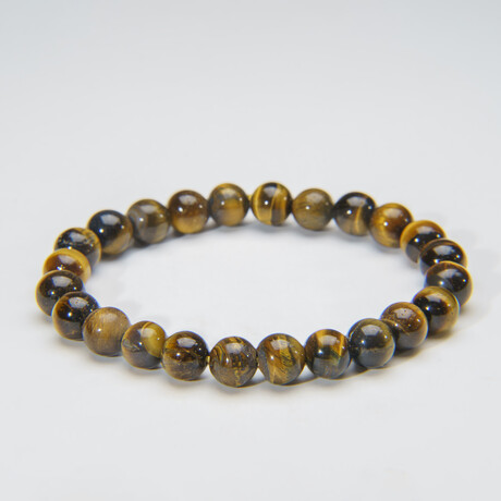 Genuine Polished Tigers Eye // 8mm Beaded Stretch Bracelet