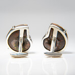 Genuine Opalaized Ammonite Sterling Silver Cufflinks