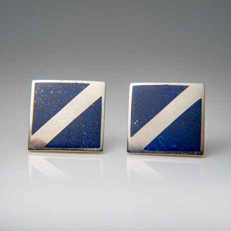 Genuine Lapis Lazuli Sterling Silver Cufflinks