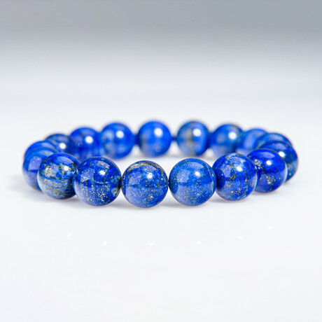 Genuine Beaded Lapis Lazuli Stretch Bracelet // 8mm