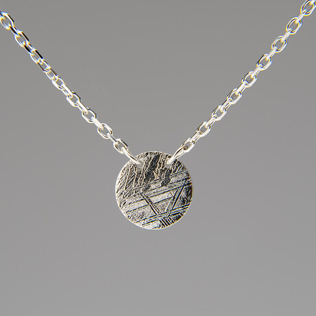 Genuine Muonionalusta Meteorite Pendant Necklace with Adjustable 18" to 20" Sterling Silver Chain
