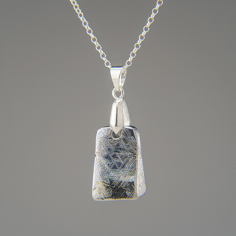 Genuine Muonionalusta Freeform Meteorite Pendant with 18" Sterling Silver Chain v.1