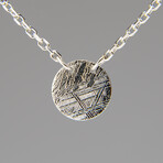 Genuine Muonionalusta Meteorite Pendant Necklace with Adjustable 18" to 20" Sterling Silver Chain