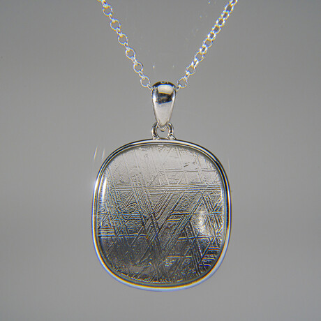 Genuine Muonionalusta Meteorite Pendant with 18" Sterling Silver Chain