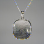 Genuine Muonionalusta Meteorite Pendant with 18" Sterling Silver Chain