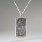 Genuine Muonionalusta Meteorite Dog Tag with 18" Sterling Silver Chain v.1