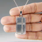 Genuine Muonionalusta Meteorite Dog Tag with 18" Sterling Silver Chain v.3