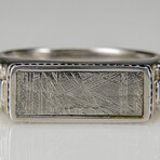 Genuine Seymchan Rectangular Meteorite Ring // Size 11