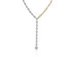 Fine Jewelry // 14K Yellow Gold + 14k White Gold Diamonds by Yard + PaperClip Necklace // 18" // Pre-Owned