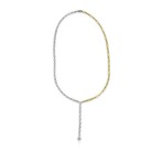 Fine Jewelry // 14K Yellow Gold + 14k White Gold Diamonds by Yard + PaperClip Necklace // 18" // Pre-Owned